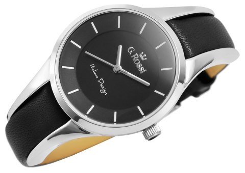 Zegarek Damski G.Rossi 8154A-1A1 na czarnym skórzanym pasku