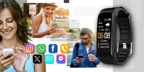 Smartwatch GIEWONT GW200-2 Czarno-Biały (2 Paski)