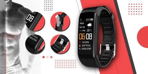 Smartwatch GIEWONT GW200-1 Czarno-Czerwony (2 Paski)