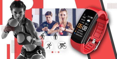 Smartwatch GIEWONT GW200-1 Czarno-Czerwony (2 Paski)