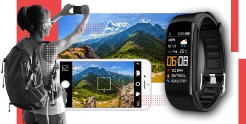 Smartwatch GIEWONT GW200-1 Czarno-Czerwony (2 Paski)