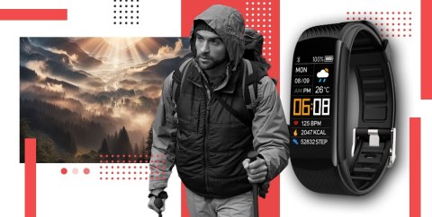 Smartwatch GIEWONT GW200-1 Czarno-Czerwony (2 Paski)