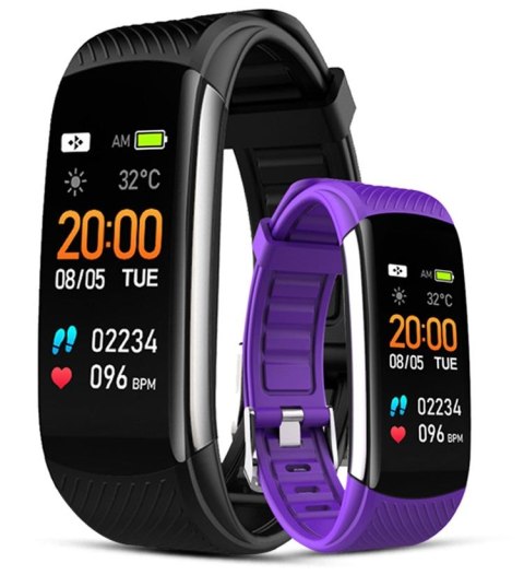 Smartwatch GIEWONT GW200-3 Czarno-Fioletowy (2 Paski)