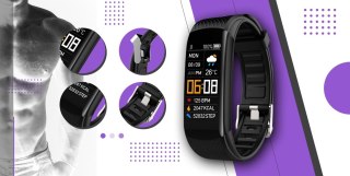 Smartwatch GIEWONT GW200-3 Czarno-Fioletowy (2 Paski)