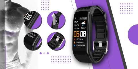 Smartwatch GIEWONT GW200-3 Czarno-Fioletowy (2 Paski)
