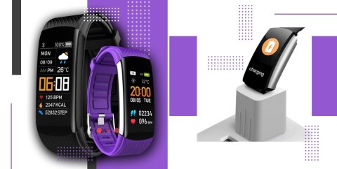 Smartwatch GIEWONT GW200-3 Czarno-Fioletowy (2 Paski)