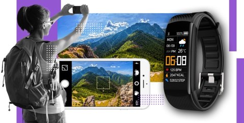 Smartwatch GIEWONT GW200-3 Czarno-Fioletowy (2 Paski)