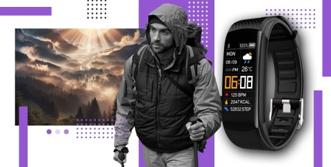 Smartwatch GIEWONT GW200-3 Czarno-Fioletowy (2 Paski)