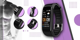 Smartwatch GIEWONT GW200-8 Czarno-Jasnofioletowy 2 paski