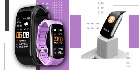 Smartwatch GIEWONT GW200-8 Czarno-Jasnofioletowy 2 paski