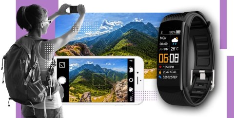Smartwatch GIEWONT GW200-8 Czarno-Jasnofioletowy 2 paski