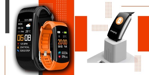Smartwatch GIEWONT GW200-9 Czarno-Pomarańczowy 2 paski