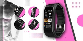 Smartwatch GIEWONT GW200-4 Czarno-Różowy z 2 paskami