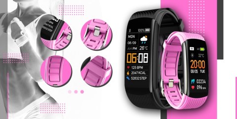 Smartwatch GIEWONT GW200-4 Czarno-Różowy z 2 paskami