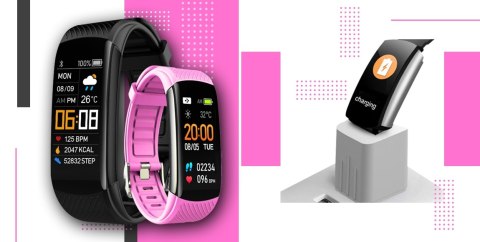 Smartwatch GIEWONT GW200-4 Czarno-Różowy z 2 paskami