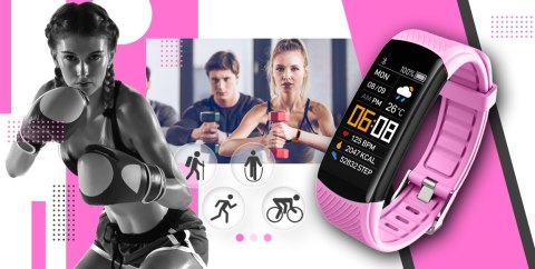 Smartwatch GIEWONT GW200-4 Czarno-Różowy z 2 paskami