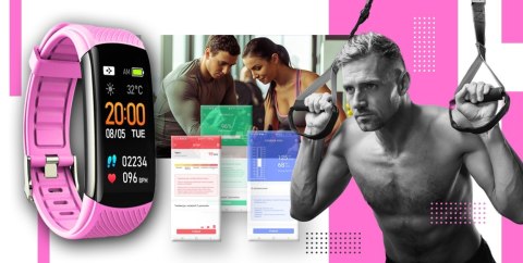 Smartwatch GIEWONT GW200-4 Czarno-Różowy z 2 paskami