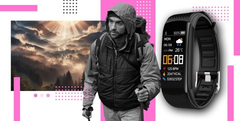 Smartwatch GIEWONT GW200-4 Czarno-Różowy z 2 paskami