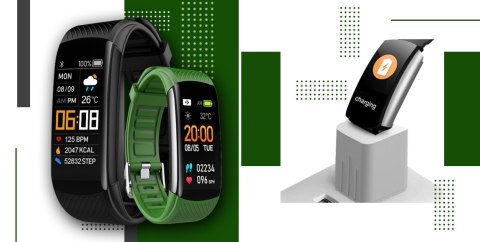Smartwatch Giewont GW200-5 Czarno-Zielony - 2 Paski