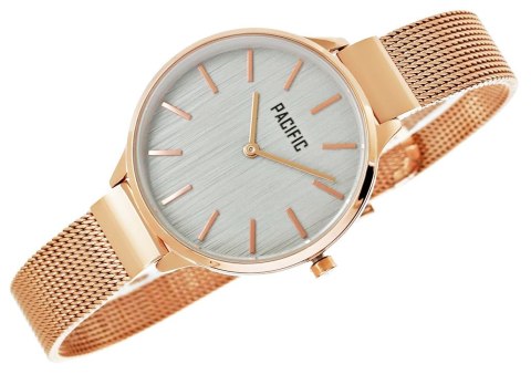 Zegarek Damski Pacific X6094-6 - Różowe złoto i szara tarcza