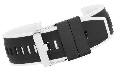 Pasek Silikonowy 20mm Czarno-Biały do Zegarka U22-20-1