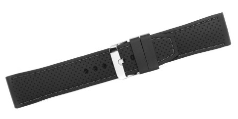 Pasek Silikonowy Czarny z Czarną Nitką 20mm