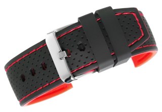 Pasek Silikonowy Czarno-Czerwony 20mm z Nitką