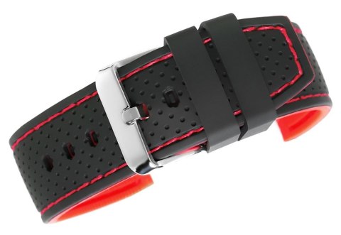 Pasek Silikonowy Czarno-Czerwony 20mm z Nitką