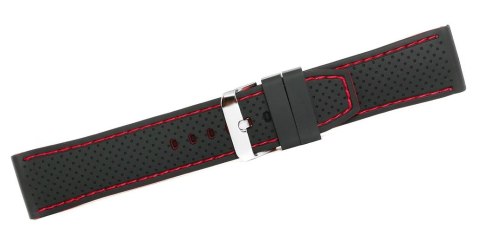 Pasek Silikonowy Czarno-Czerwony 20mm z Nitką