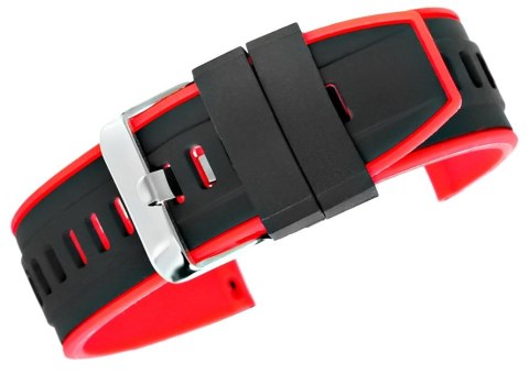 Pasek Silikonowy Czarno-Czerwony 22mm