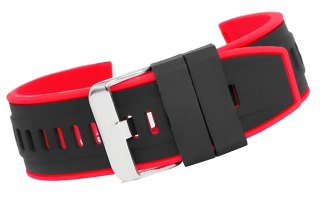 Pasek Silikonowy Czarno-Czerwony 22mm