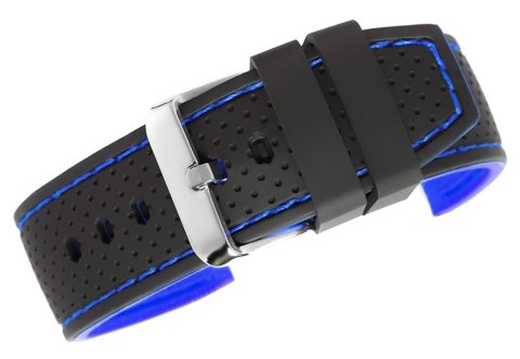 Pasek Silikonowy z Granatową Nitką 22mm Czarno-Granatowy U17-22-4
