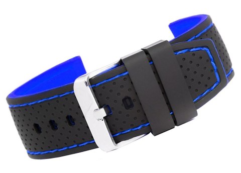 Pasek Silikonowy z Granatową Nitką 22mm Czarno-Granatowy U17-22-4