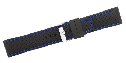 Pasek Silikonowy z Granatową Nitką 22mm Czarno-Granatowy U17-22-4