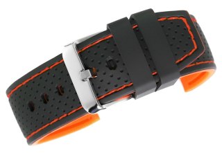 Pasek silikonowy z przeszyciem czarno-pomarańczowy 20mm