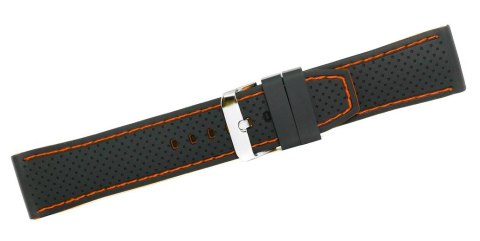 Pasek silikonowy z przeszyciem czarno-pomarańczowy 20mm