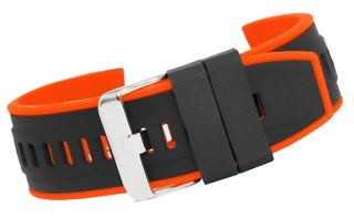 Pasek silikonowy do smartwatcha czarno-pomarańczowy 22mm