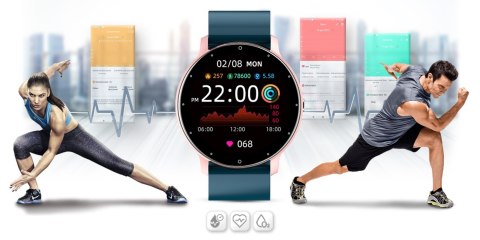 Smartwatch Damski Gravity GT1-4 Różowe Złoto/Niebieski