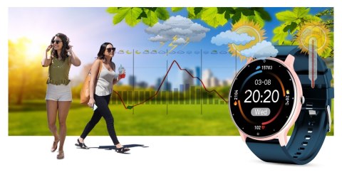 Smartwatch Damski Gravity GT1-4 Różowe Złoto/Niebieski