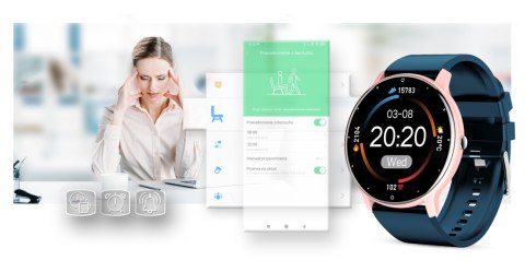Smartwatch Damski Gravity GT1-4 Różowe Złoto/Niebieski