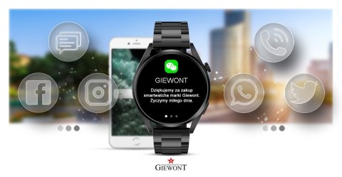 Smartwatch GIEWONT Vertex GW450-2 Czarny + Skórzany Pasek