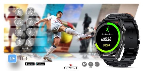 Smartwatch GIEWONT Vertex GW450-2 Czarny + Skórzany Pasek