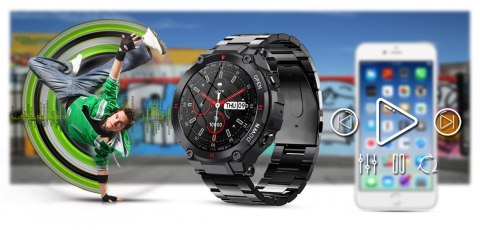 Smartwatch Gravity GT7-2 - Czarny z czarną bransoletą