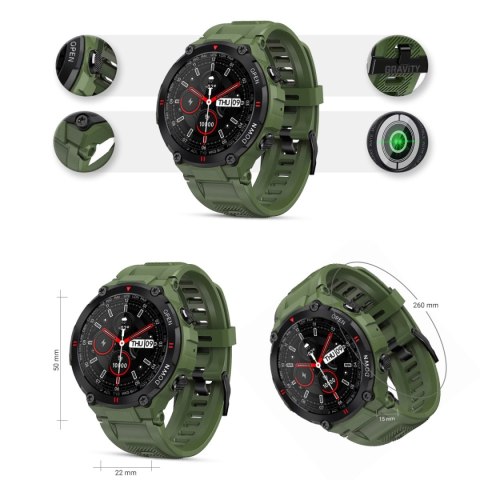 Smartwatch Gravity GT7-3 - Zielono-czarny sportowy