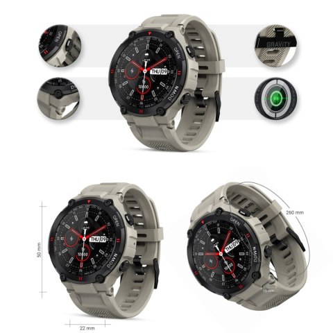 Smartwatch Gravity GT7-4 Szaro-Czarny z Paskiem Silikonowym