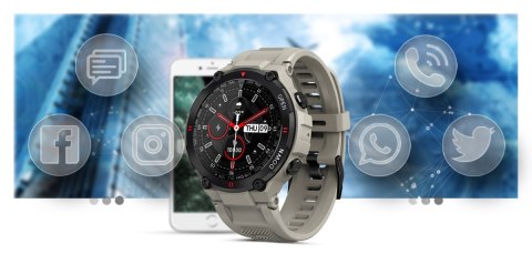 Smartwatch Gravity GT7-4 Szaro-Czarny z Paskiem Silikonowym