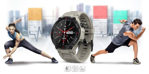 Smartwatch Gravity GT7-4 Szaro-Czarny z Paskiem Silikonowym