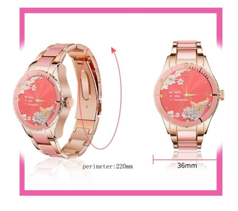 Smartwatch Damski Rubicon RNCE82 Różowe Złoto z Bransoletą