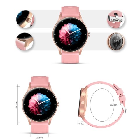 Smartwatch Damski Gravity GT2-1 Różowe Złoto