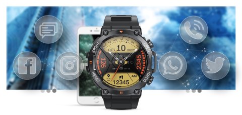 Smartwatch Gravity GT7-1 PRO - Czarny, silikonowy pasek